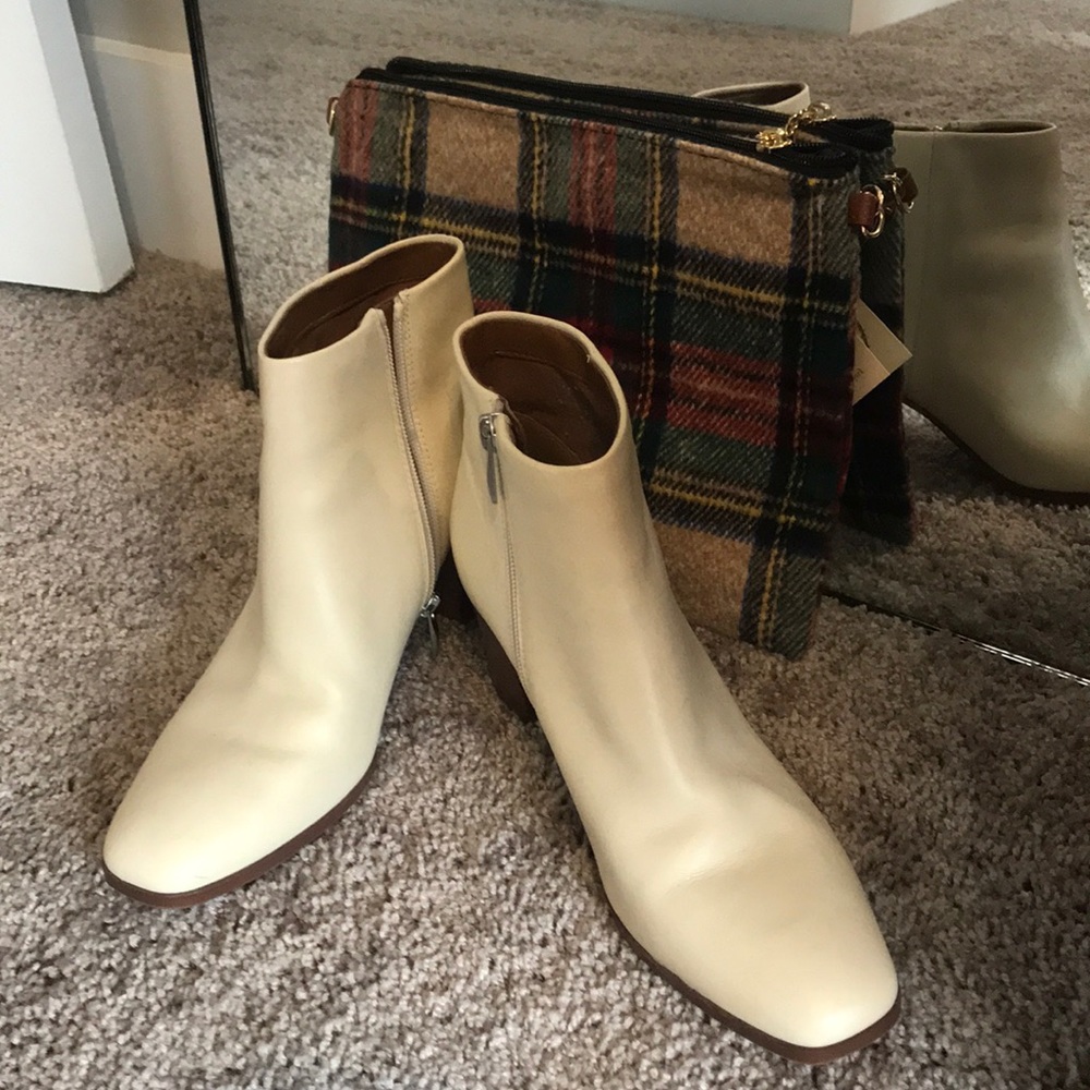 Franco Sarto Cream Leather Booties
